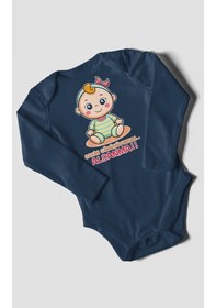 Resim Sakin Görünüyorum Aldanma V2 Baskılı Bebek Zıbını Çıtçıtlı Body %100 Pamuk Uzun Kol Lacivert 