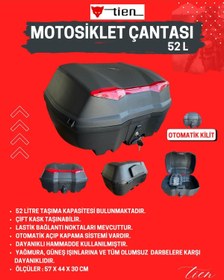 Resim Genel Markalar Tien 52 Litre Motosiklet Çantası - OTOMATİK KİLİT (Sırt Dayama Pedi Dahil) 
