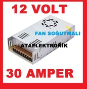 Resim Fanli 360W 12 Volt 30 Amper Güvenlik Kamera Adaptör Trafo Metal 