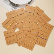 Resim 16 adet Basit Tarz Beş Yıldızlı Yıldız Kolye Kadınlar İçin Örgülü Bileklik El Yapımı Çok Renkli Kombinasyon Seti, Zarif Küçük Kartlar ile birlikte gelir 