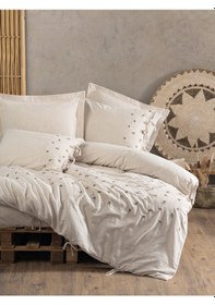 Resim Cotton Box Cotton Keten Çift Kişilik Nevresim Takımı Arie Bej 