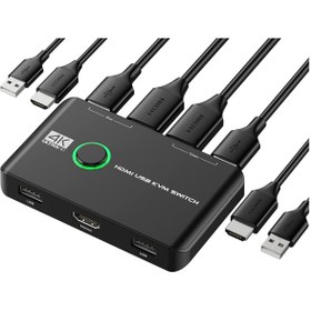 Resim Genel Markalar 4642 4K Hdmi Kvm Switch 2 Port Usb 2 PC Tek Kasa Klavye Mouse Kontrol Çoklayıcı 