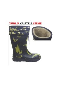Resim Reçber Yünlü Çizme Katlanır Kaliteli Avcı Kampçı Çizmesi 41No 