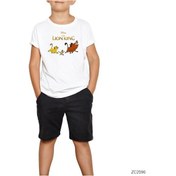 Resim Aslan Kral Simba Ve Arkadaşları Beyaz Çocuk Tişört Beyaz 