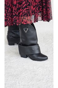 Resim Melinta Shoes Melinta Kadın Kovboy Silver Çizme Siyah Deri M0053 