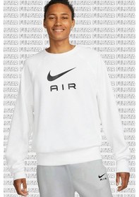Resim Nike Air French Terry Crew Sweatshirt Loose Fit Bol Kesim Beyaz Sweatshirt Beyaz 