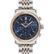 Resim Beverly Hills Polo Club BP3142X.590 Erkek Kol Saati | 46 mm Silver & Rose Gold Paslanmaz Çelik, Lacivert Kadran 