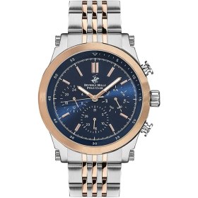 Resim Beverly Hills Polo Club BP3142X.590 Erkek Kol Saati | 46 mm Silver & Rose Gold Paslanmaz Çelik, Lacivert Kadran 
