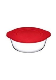 Resim Paşabahçe 59001 Kırmızı Silikon Kapaklı Büyük Borcam Tencere 2100 Cc 25x22 Cm 