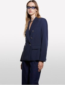 Resim Viskoz Karışımlı Düğme Detaylı Blazer Ceket Kadın Lacivert Ceket - 325a2kvxlw037 Lacivert 