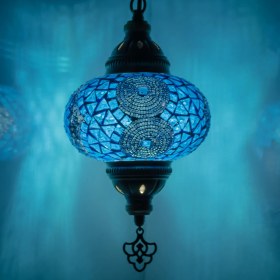 Resim Mosland Home Mozaik Lamba,tekli Sarkıt ,tavan Lambası Mavi, Otantik Aydınlatma , Mozaik Avize 