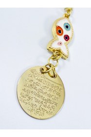 Resim biuti Beyaz Balık Gold Metal Ayetel Kürsi Araba Dikiz Ayna Süsü, Yeni Araba Hediyesi 