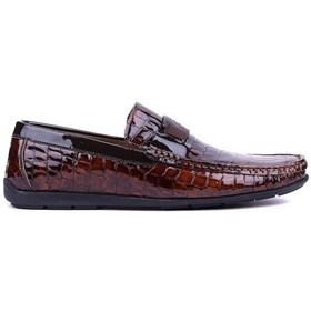 Resim Fosco - Hakiki Deri Taba Croco Erkek Loafer - 2094 -1505 Siyah 