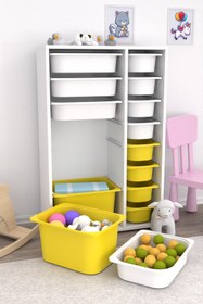 Resim Rine 14 Sepetli Çok Amaçlı Oyuncak Dolabı Sarı Beyaz 2D4K8U 