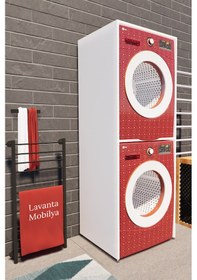 Resim Altun Mdf Beyaz Çamaşır Makinesi Ve Kurutma Makinesi Dolabı Beyaz 