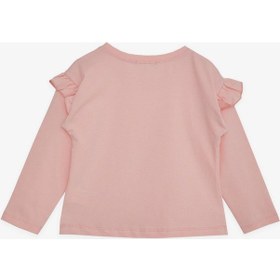 Resim Breeze Kız Çocuk Uzun Kollu Tişört Sevimli Tavşancık Baskılı Omuzu Fırfırlı 1-4 Yaş, Pembe-pembe Pembe 