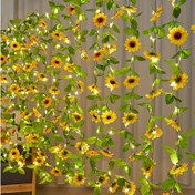 Resim 20/50/100 LED Güneş Çiçeği Peri Işıkları, 2/5/10M Pil ile Çalışan Plastik Çiçek Temalı Dize Işıklar, Düğün, Noel, Cadılar Bayramı, Ev Mutfak Yatak Odası Parti Duvar Oda Dekoru, Anahtar Kontrolü, Fiş Yok 