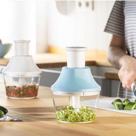 Resim Kitchen Line Manuel Üstten Basmalı El Rondosu Bas Kes El Blenderi Büyük Boy Paslanmaz Çelik Bıçaklı Doğrayıcı 