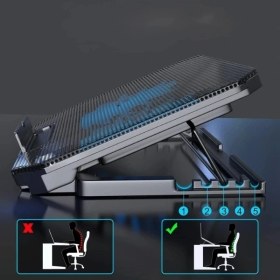 Resim K-Yonlineticaret Ayarlanabilir Yükseklik Kademeli Laptop Soğutucu Fan 
