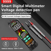 Resim ZLLJMETER Dijital Multimetre, Analog-Dijital Ekranlı, Akıllı USB Şarj Edilebilir Kalem Tipi DMM, AC/DC Akım, Voltaj, Kapasitans ve Sıcaklık Ölçümü, Otomatik Aralık, Gerçek RMS - Lityum Polimer Pil ile 
