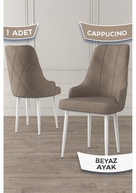Resim Canisa Trex Serisi 1.sınıf Babyface Kumaş Sandalye Beyaz Metal Ayak 1 Adet Cappucino Sandalye Sandalye Cappucınou Ayakları Beyaz 