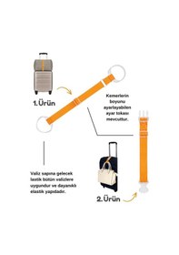 Resim Temel Valiz Üstü Çanta Sabitleme Kemeri Ve Çanta Asma Askısı Seti Sarı Renk 