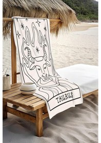 Resim Dijital Baskı Plaj Deniz Havlusu Boğa Burcu Desenli Peştamal Hvl0047 Renkli 