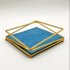 Resim Gold Kaplama Metal Peçetelik Sunum Sofra Mutfak 