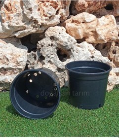 Resim 4,6 Lt Siyah Yuvarlak Üretim Saksı Fide Saksı Çiçek Saksı 