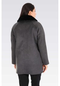 Resim Tolga Saraçoğlu Oversize Midi Kaban - Minimalist Tasarım Antrasit 