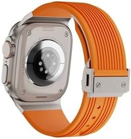 Resim PSR aksesuar (p314) Turuncu CNS- KRD-113 Spor Görünümlü Silikon Kordon-Turuncu Watch Ultra 49mm ile uyumlu 