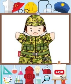 Resim Tox Asker Meslekler Keçe El Kukla T331 . Eğitici Oyuncak 