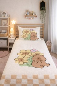Resim Evmila Capybara Desenli Pike - 160 x 230 Cm Pike + 50 x 70 Cm Yastık Kılıfı 