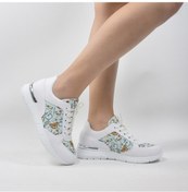 Resim Ayıcık Desenli, Bağcıklı Ortopedik Spor Ayakkabı Beyaz 