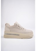 Resim Muggo Tomova Günlük Kalın Taban Bağcıklı Taşlı Kadın Sneaker Spor Ayakkabı 001 