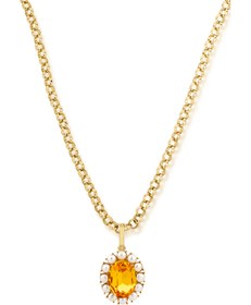 Resim Petite Ninon Pompadour Oval Sarı Charm - Sarı / Altın Kaplama / 60cm Zincir Kolyeli 
