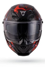 Resim DeadG Inferno Armour Red Siyah-Kırmızı Güneş Vizörlü Kask 