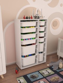 Resim Rine 12 Sepetli Çok Amaçlı Oyuncak Dolabı Beyaz 