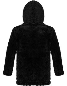 Resim Erkek Çocuk Siyah Kapşonlu Peluş Ceket - Siyah / 5-6 Yaş 