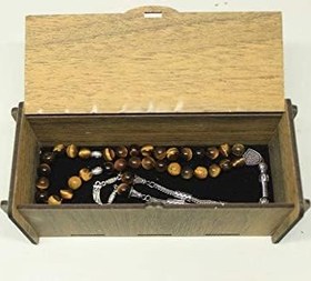 Resim Kaplan Gözü Taşı Tesbih 8mm Ahşap Kutulu 