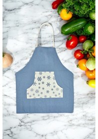 Resim Çeyizlik Hediyelik Baskılı Dekoratif Keten Peçeteli Mutfak Önlüğü Hrym-02maviç Mavi 