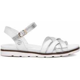 Resim Mammamia D25ys-2910 Kadın Hakiki Deri Düz Sandalet Beyaz Beyaz 