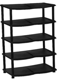 Resim Ayakkabılık 5 Katlı Plastik Ayakkabılık Dolap Siyah 