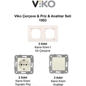 Resim Viko Çerçeve Priz Anahtar Seti 1003 2 Adet 2’li Çerçeve + 2 Adet Topraklı Priz + 2 Adet Anahtar 