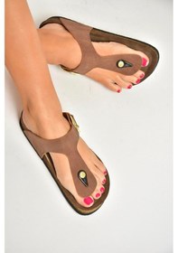 Resim Fox Shoes U777917002 Taba Süet Parmak Arası Kadın Terlik Taba-süet Taba 