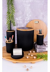 Resim Bambum Lena - Banyo Seti Siyah 5 Parça Siyah 