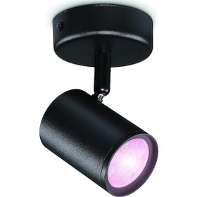 Resim Imageo 1'li Spot Ayarlanabilir Beyaz Ve Renkli, Tavan Lambası, Kısılabilir, Sıcak İla Soğuk Beyaz, 16 Milyon Renk, Wi-fi Üzerinden Uygulama/ses Üzerinden Akıllı Kontrol, Siyah Beyaz 