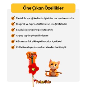 Resim PetzzCats Flower Matatabi ve Çıngırak Sesli Kedi Oltası Oyuncağı Turuncu 42 Cm 