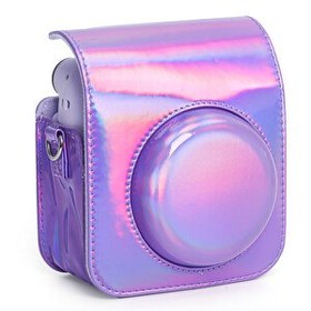 Resim Fujifilm Instax Mini 12 Makine Uyumlu Lila Parlak Deri Kılıf 
