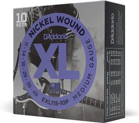 Resim D'Addario Tel elektro gitar | dünya çapında en çok tercih edilen tel markası | EXL115-10P | nikel kaplama çelik | orta (11-49) | 10'lu paket 